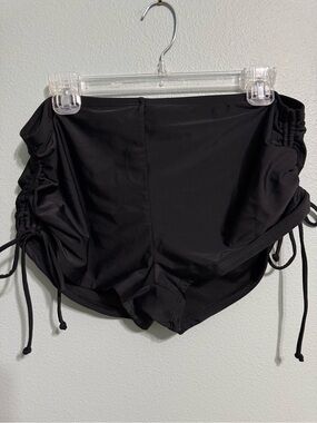 V.M. Black Solid Swim Shorts Bottom Side Drawstring Women Plus Size 16W